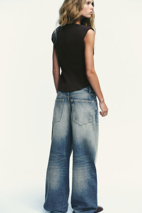 Crepe Peplum Shoulder Top