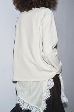 Asymmetric Lace Detail T-Shirt