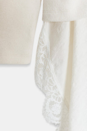 Asymmetric Lace Detail T-Shirt