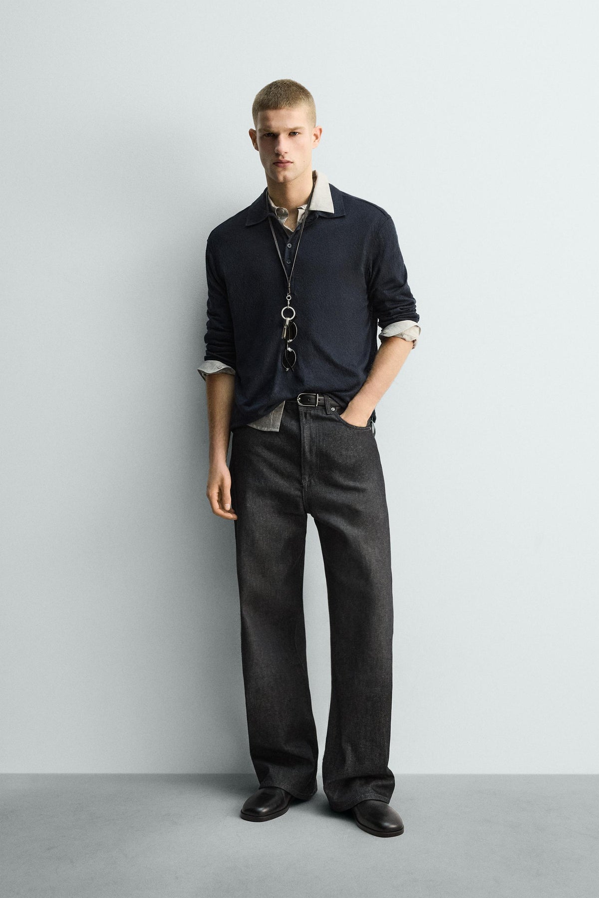 Polohemd aus strukturiertem Strick