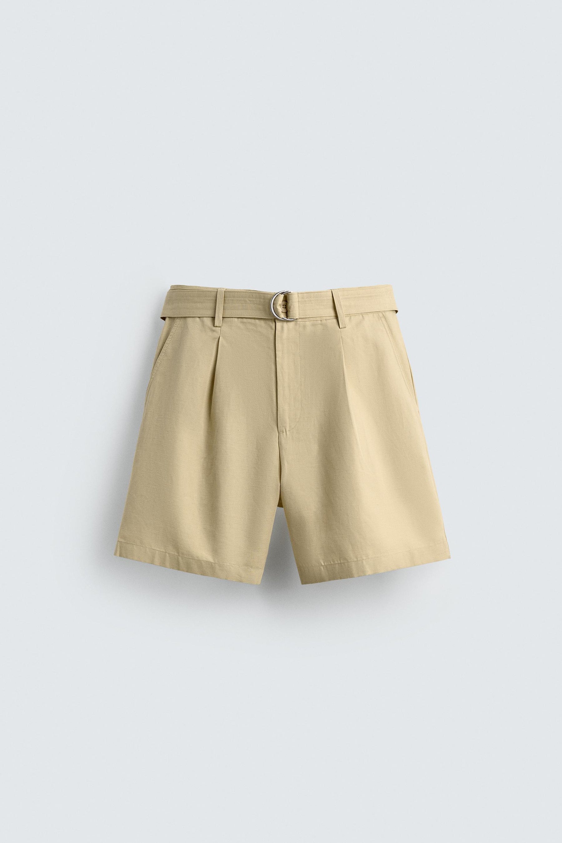 COTTON-LINEN BERMUDA SHORTS WITH BELT - Image 6