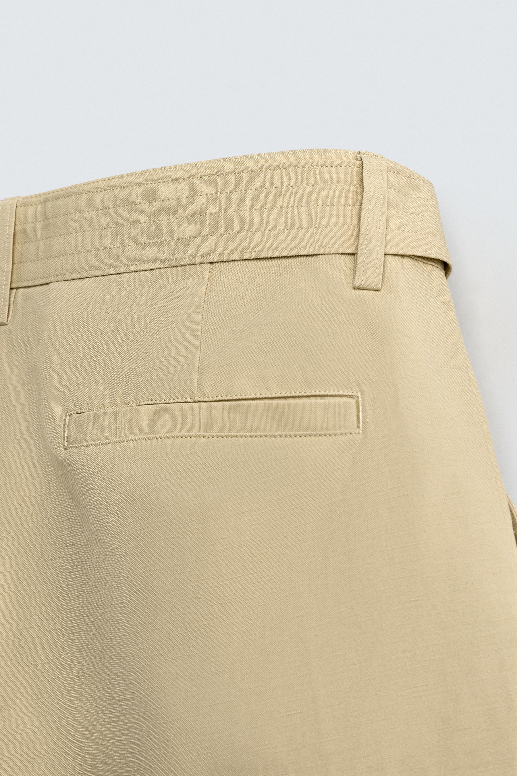 COTTON-LINEN BERMUDA SHORTS WITH BELT - Image 9