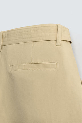 COTTON-LINEN BERMUDA SHORTS WITH BELT - Image 9