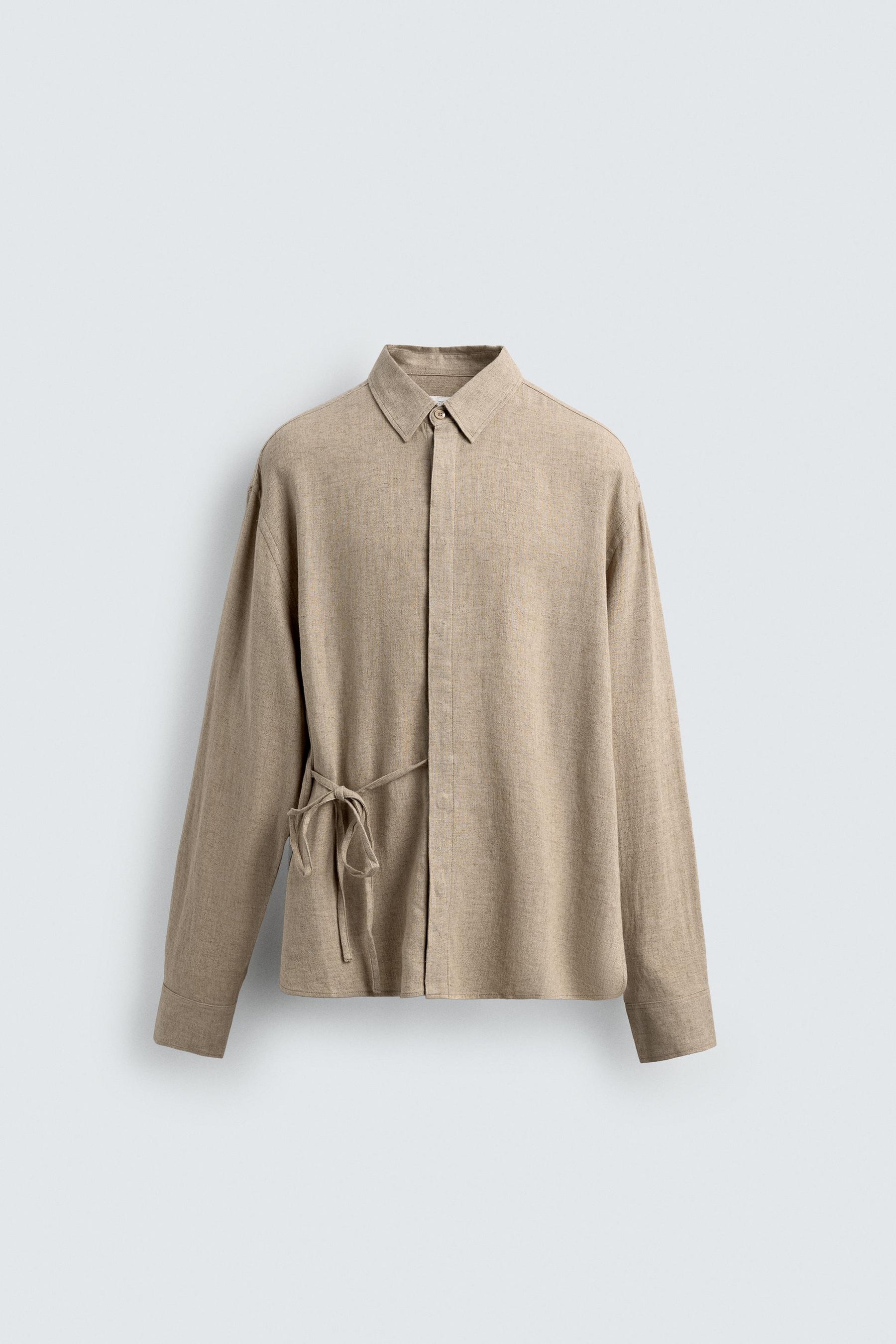 LINEN/VISCOSE TIE SHIRT - Image 8