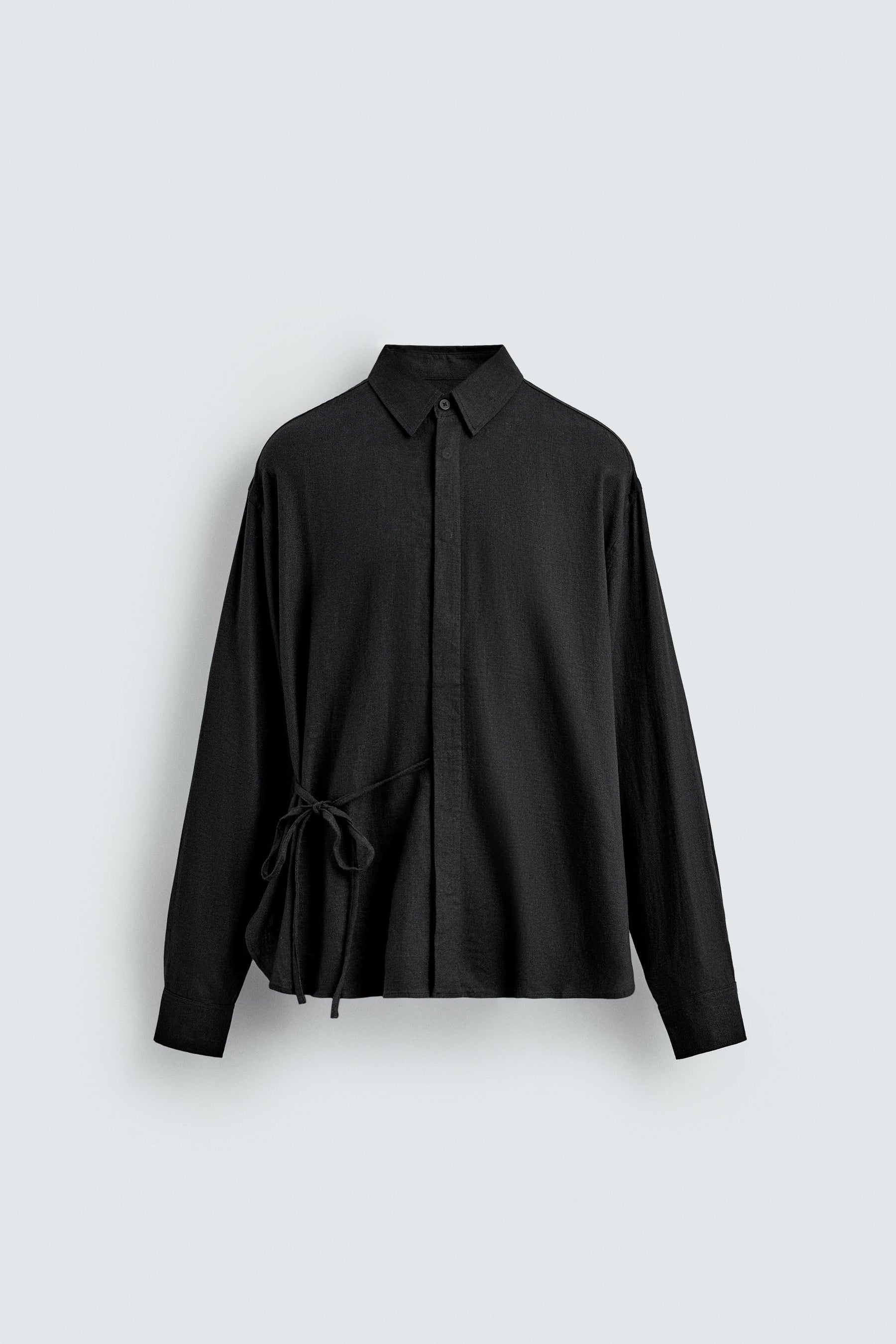 LINEN/VISCOSE TIE SHIRT - Image 6