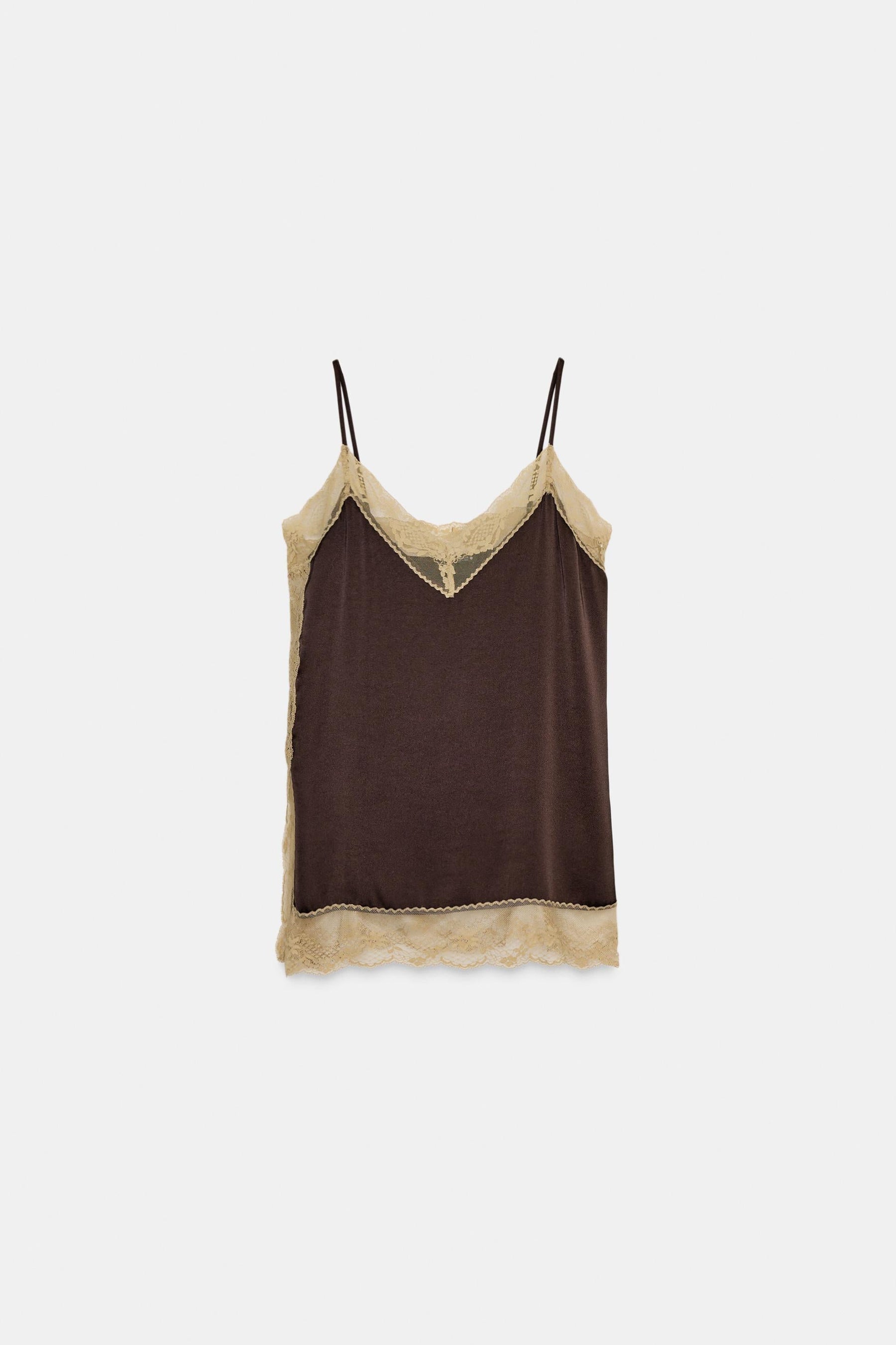 Satin-Top mit Spitze