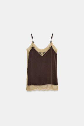 Satin-Top mit Spitze