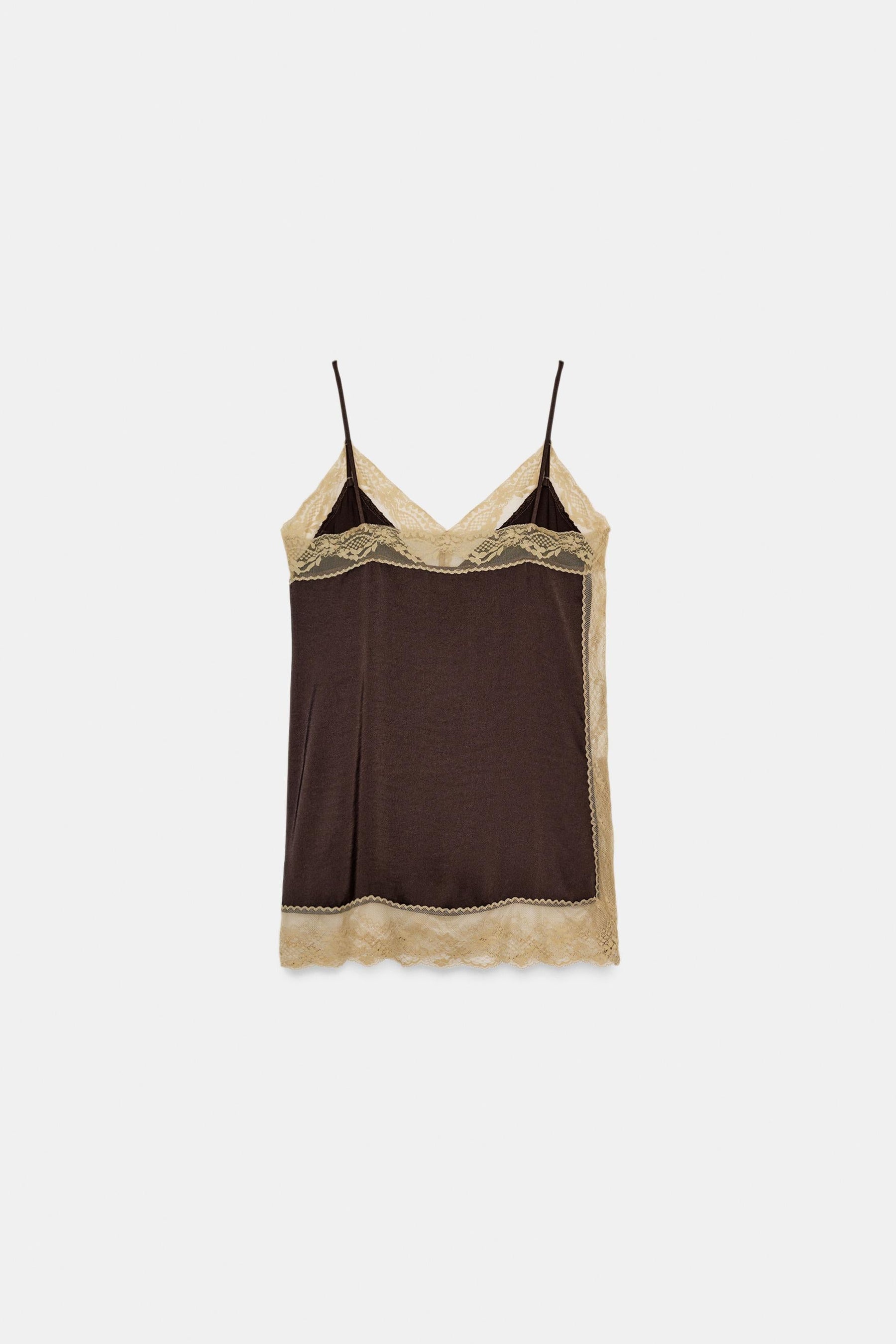 Satin-Top mit Spitze