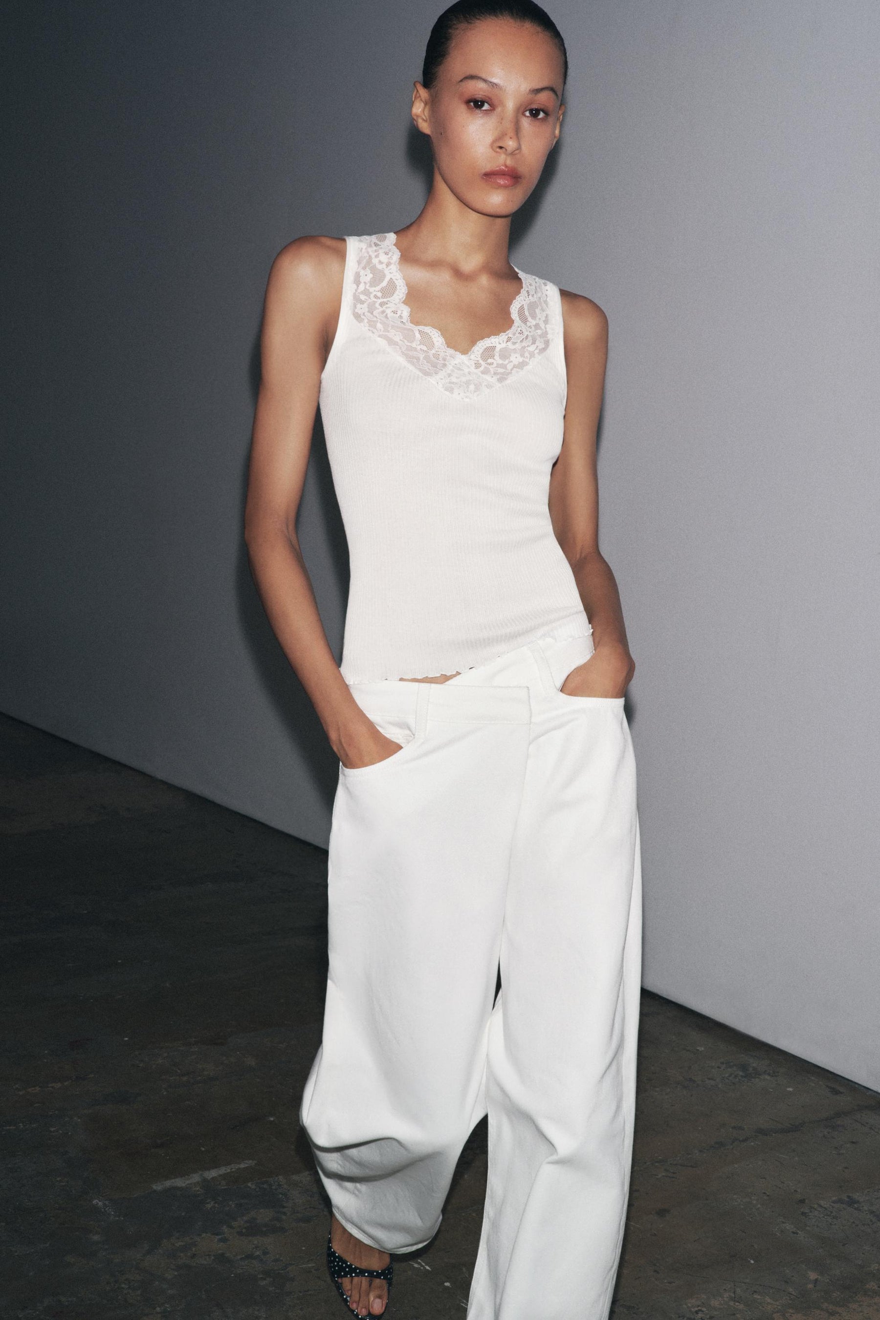 LACE RIBBED SHIRT