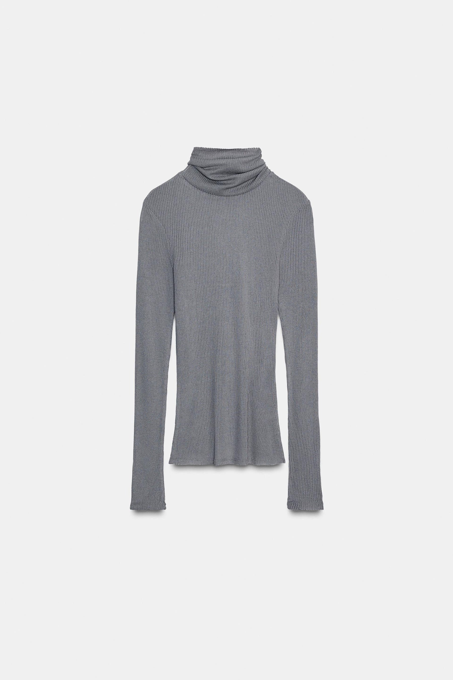 Ribbed High Neck Top
