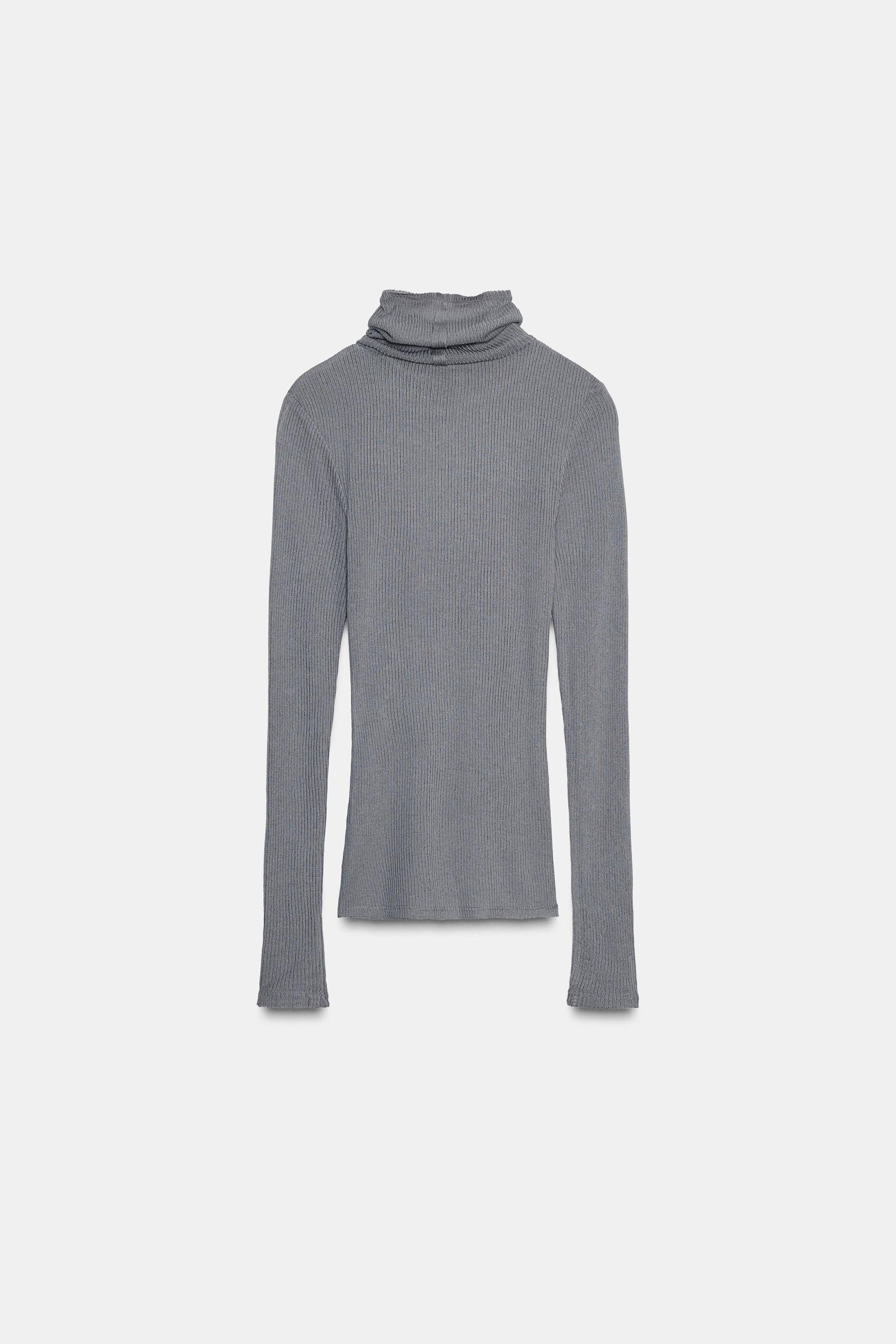 Ribbed High Neck Top