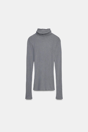 Ribbed High Neck Top