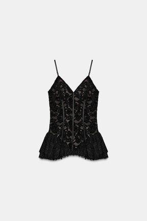 LACE PEPLUM SHIRT