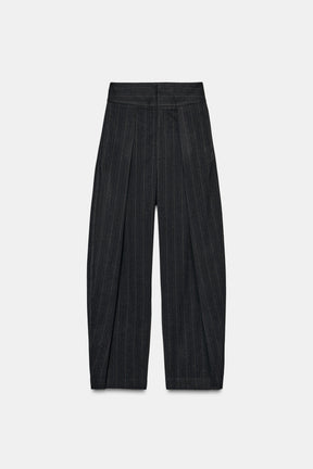 Pleated Striped Trousers
