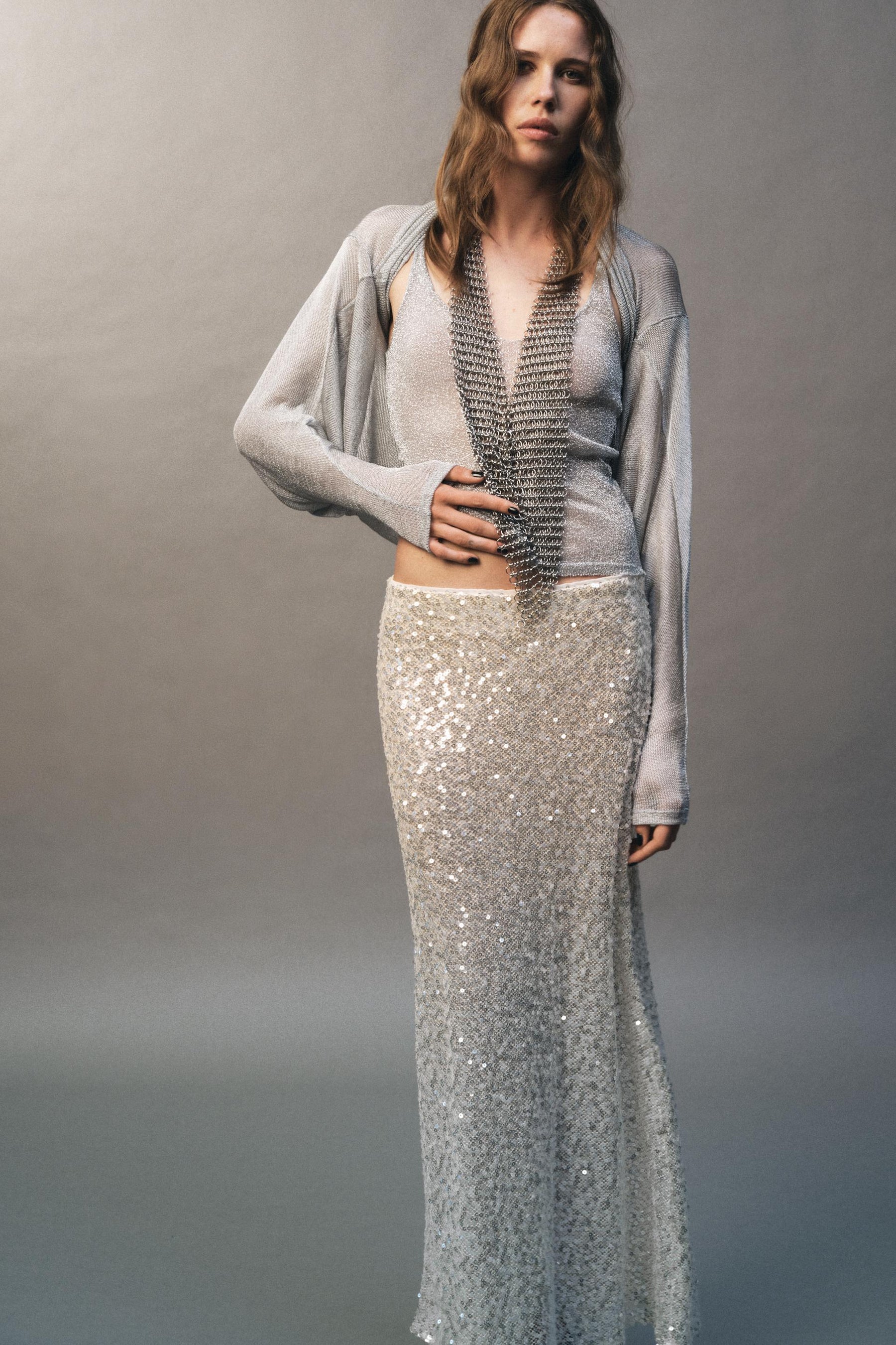 Sequin Midi Skirt
