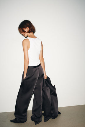 Satin Pleated Trousers