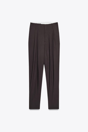 Pleated Trousers with Hem