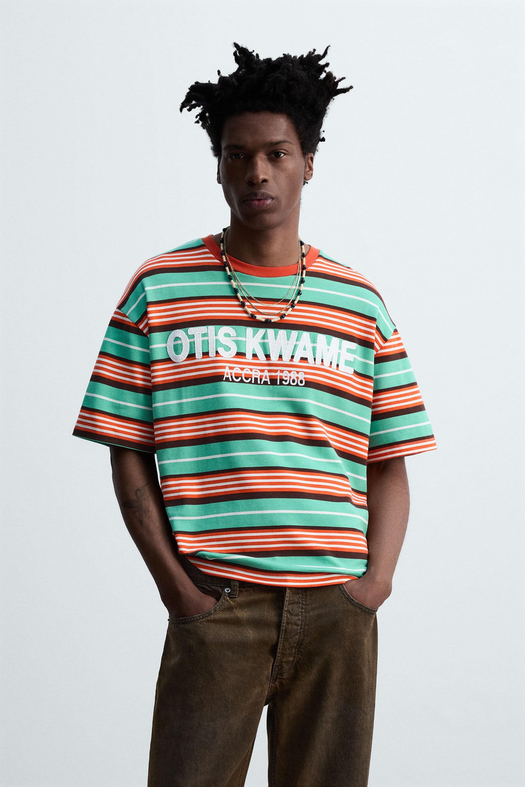 STRIPED EMBROIDERED T-SHIRT - Image 2