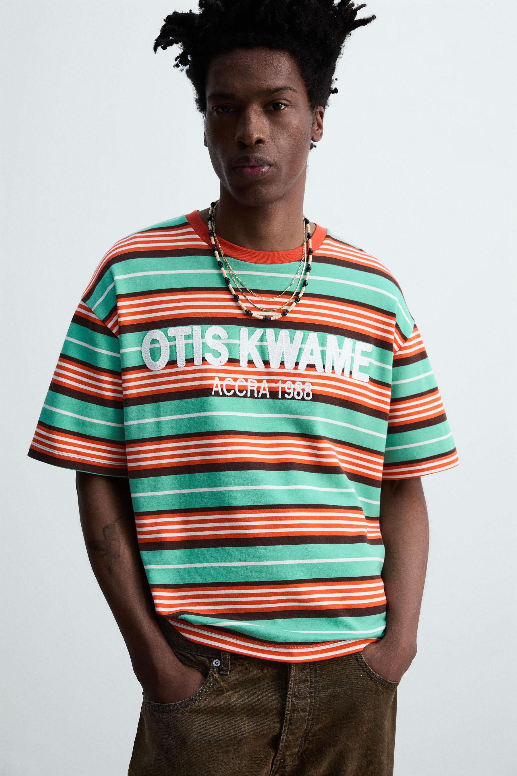 STRIPED EMBROIDERED T-SHIRT - Image 5