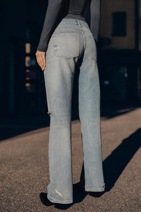 Wide-Leg Ripped Jeans