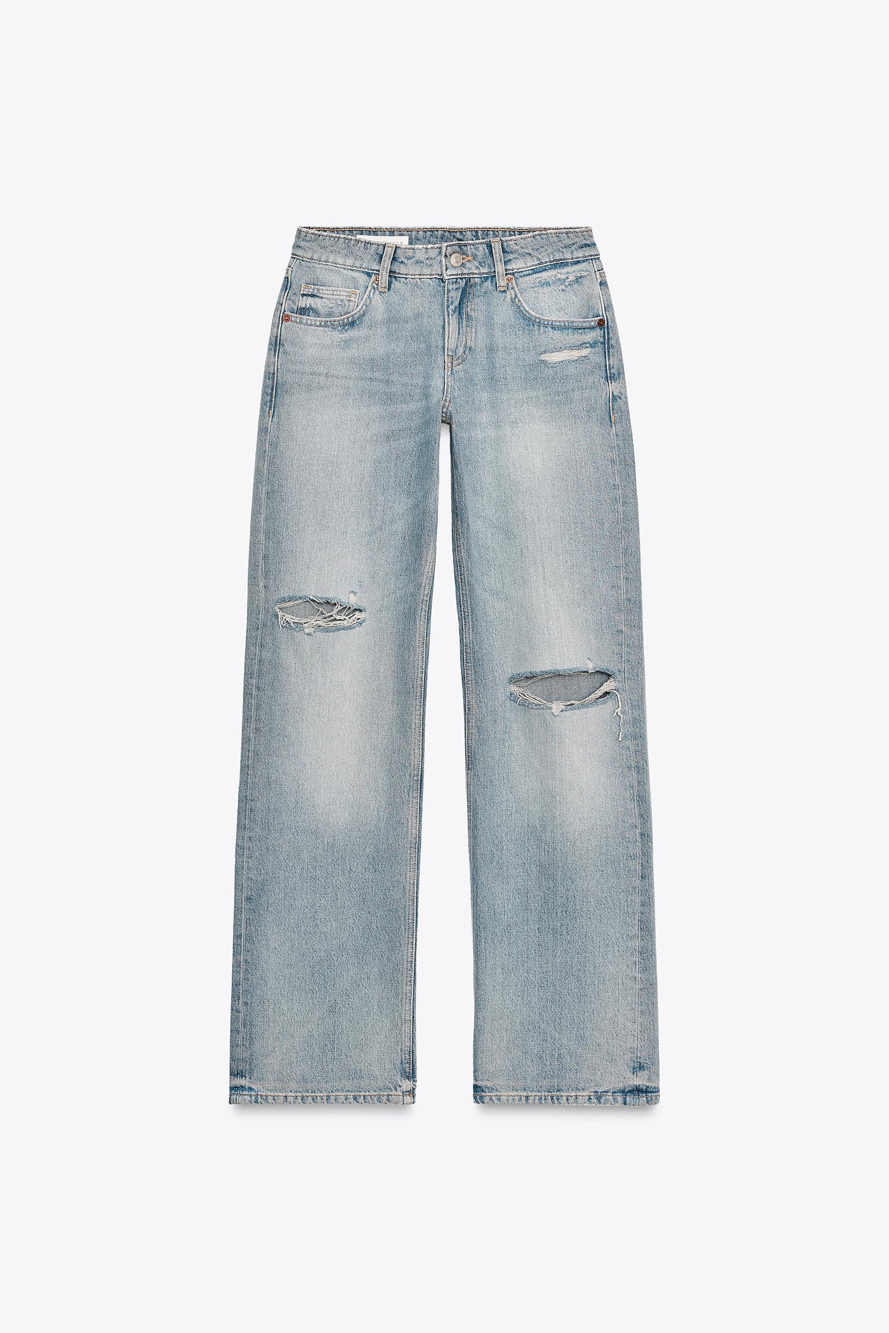 Wide-Leg Ripped Jeans