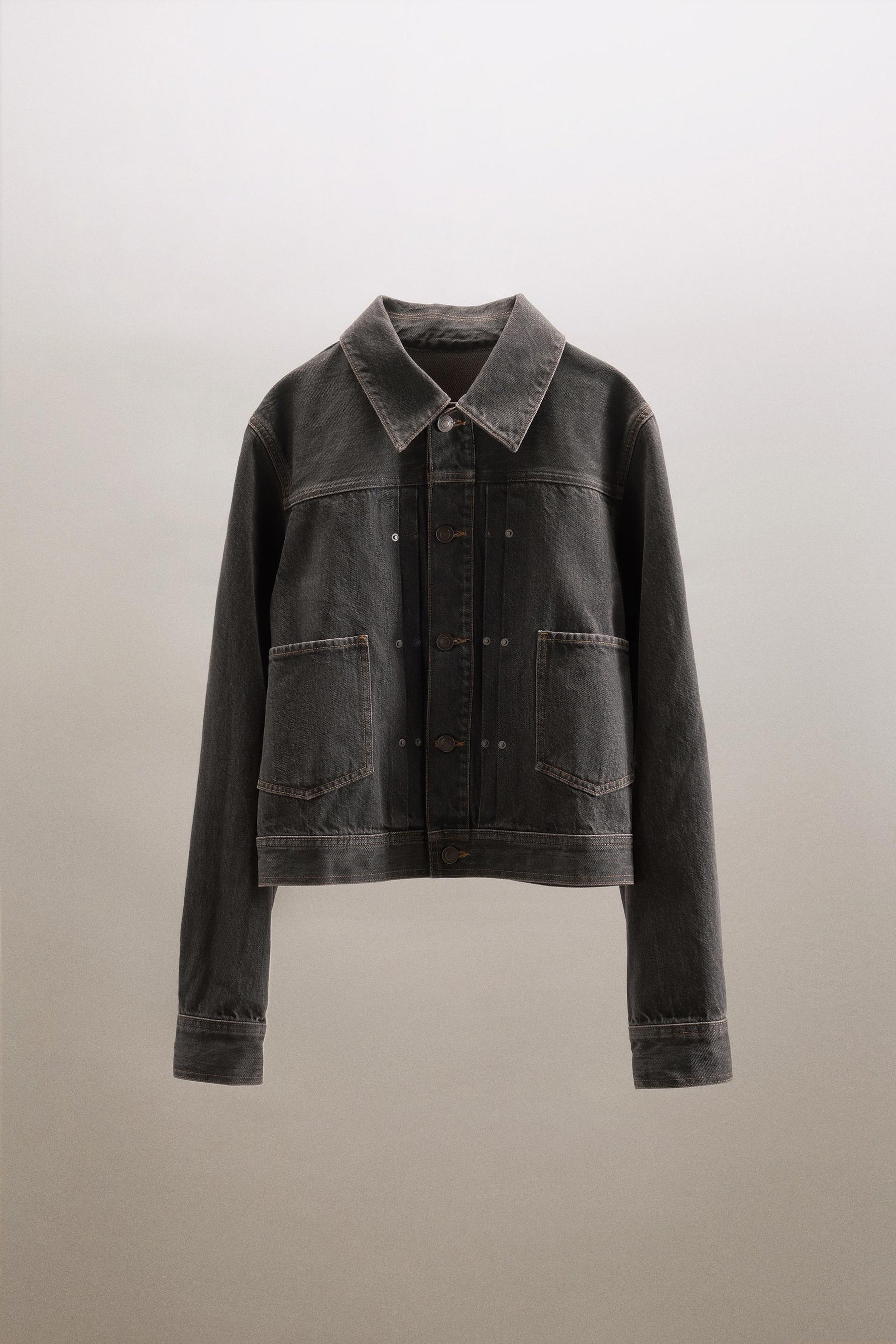 TRF DENIM JACKET WITH PLEATS AND SEAMS - Image 2