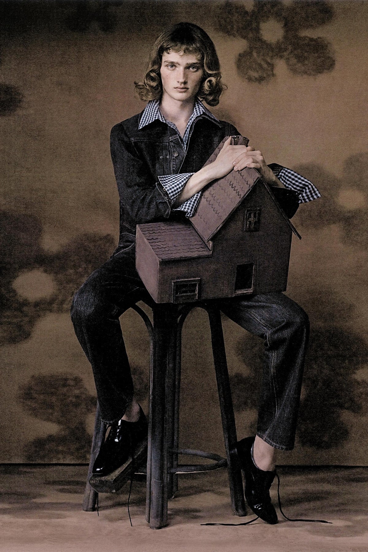 Jeansjacke mit Falten