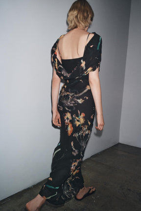 BEADED PRINTED DRESS