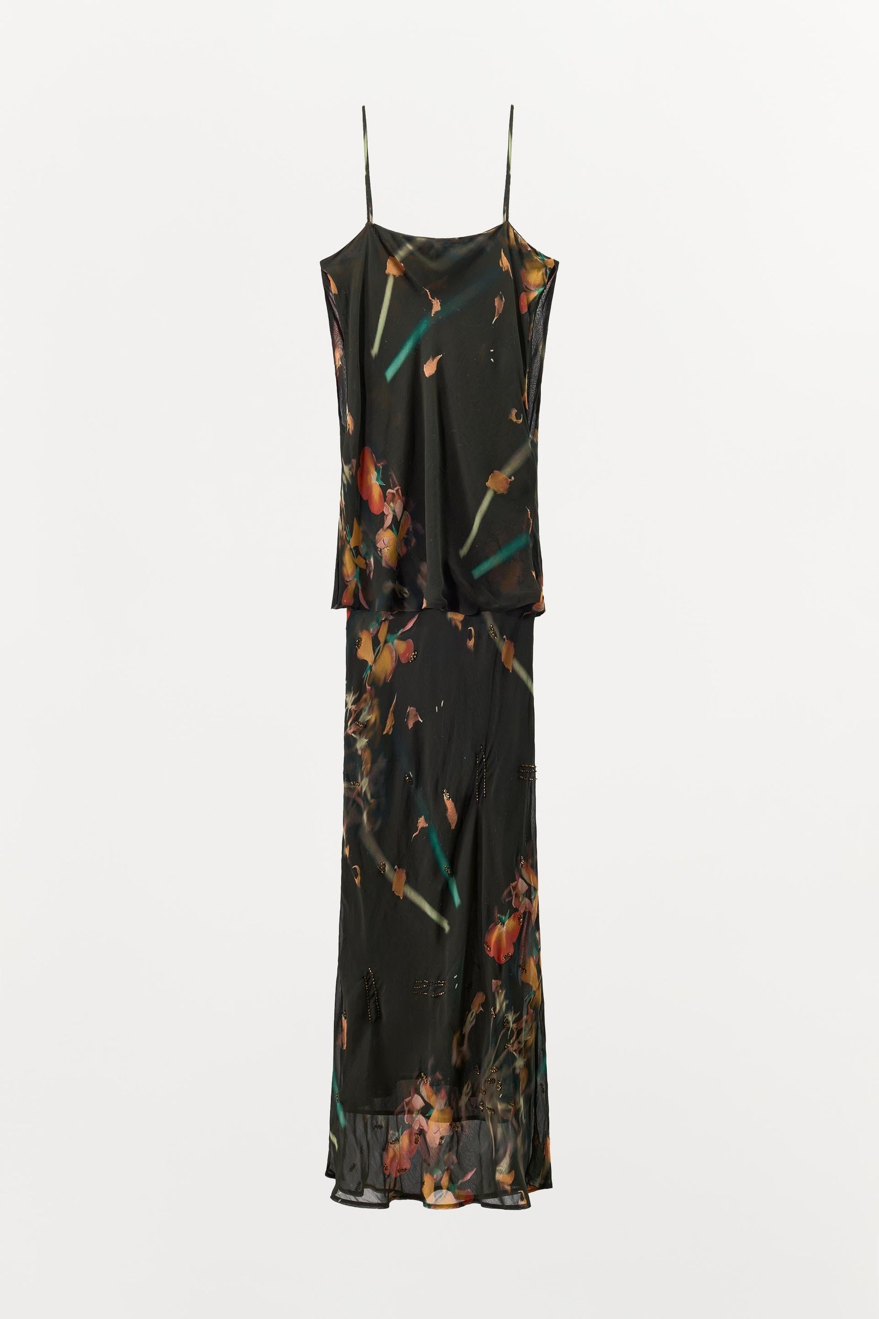 BEADED PRINTED DRESS