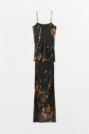 BEADED PRINTED DRESS