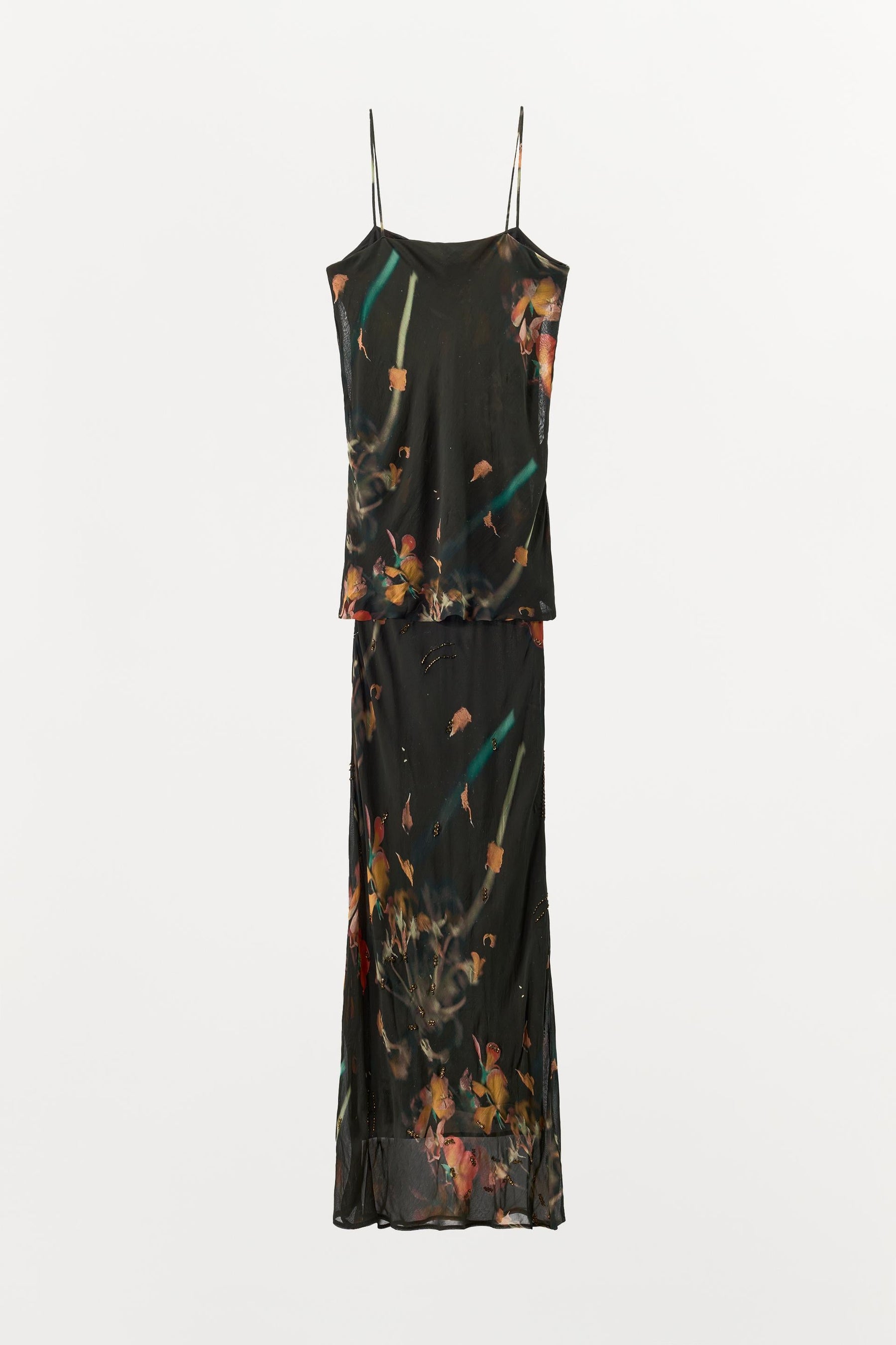 BEADED PRINTED CAPE DRESS - Image 7