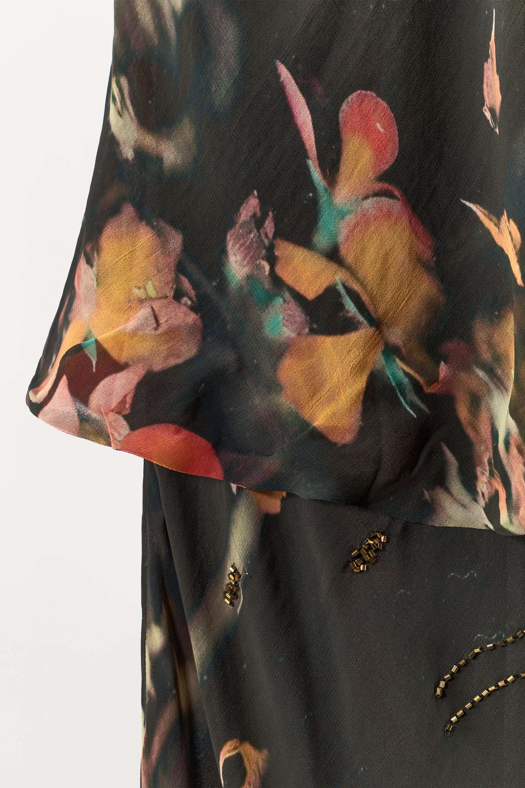BEADED PRINTED DRESS