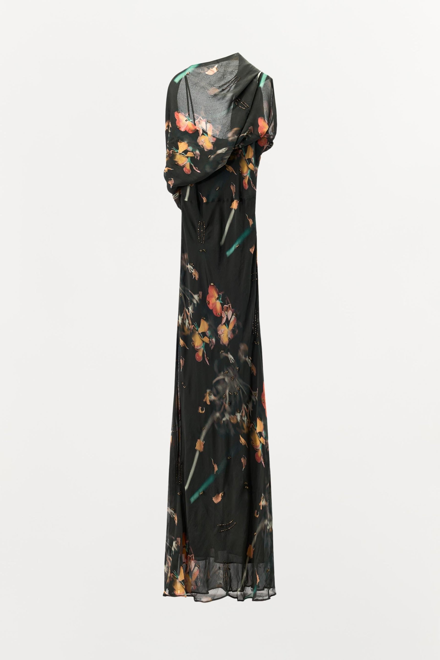 BEADED PRINTED DRESS