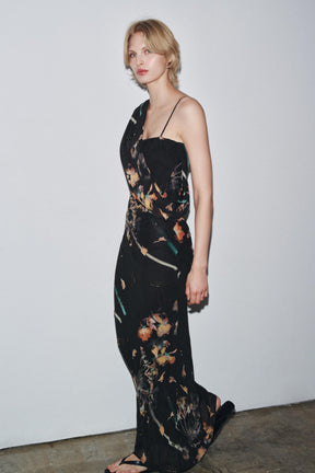 BEADED PRINTED DRESS