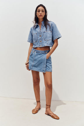 Wrap Denim Skort
