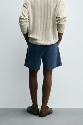 LYOCELL-COTTON RELAXED FIT BERMUDA SHORTS - Image 3