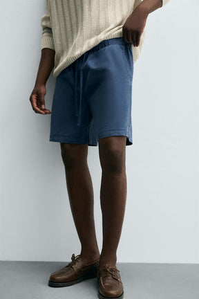 LYOCELL-COTTON RELAXED FIT BERMUDA SHORTS - Image 5
