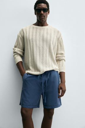 LYOCELL-COTTON RELAXED FIT BERMUDA SHORTS - Image 6