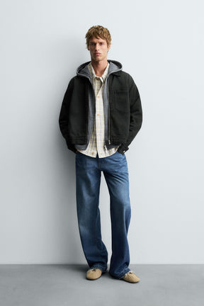 DENIM ZIP-UP OVERSHIRT - Image 1