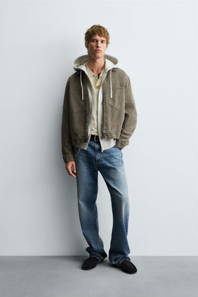 DENIM ZIP-UP OVERSHIRT - Image 1
