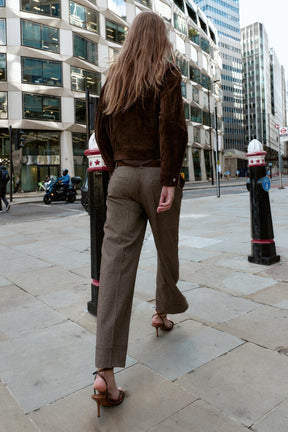 Herringbone Trousers with Belt