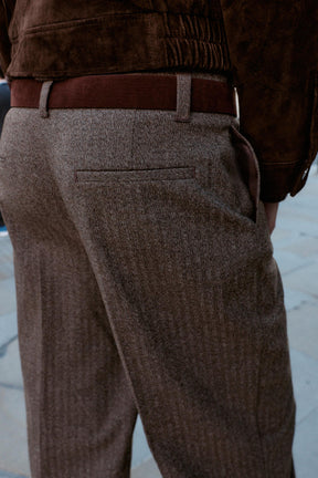 Herringbone Trousers with Belt