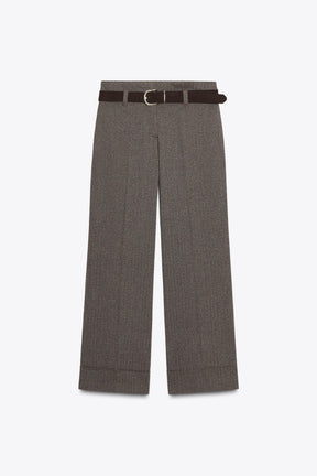 Herringbone Trousers with Belt
