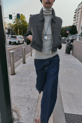 HERRINGBONE CROPPED BLAZER - Image 4