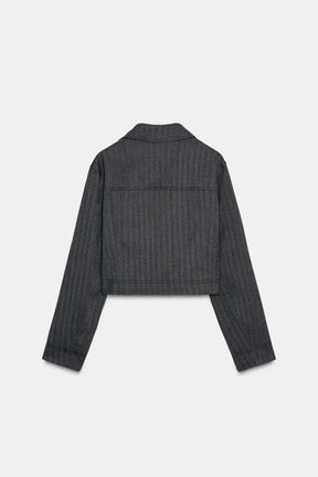 HERRINGBONE CROPPED BLAZER - Image 7