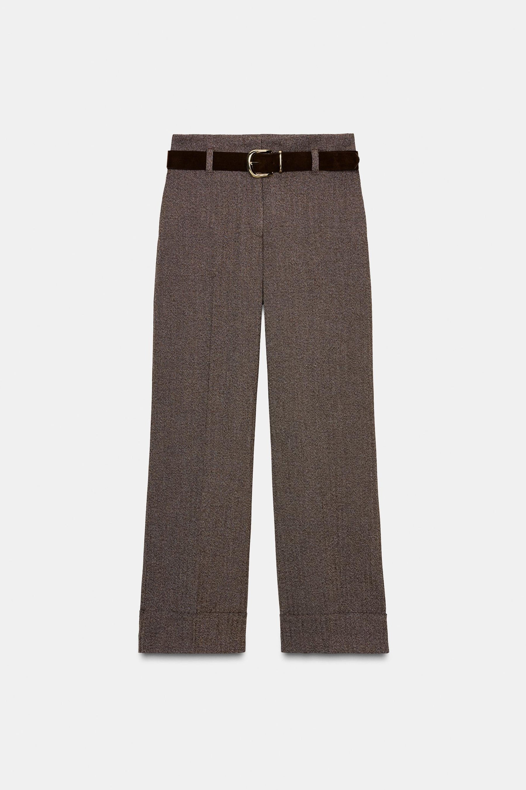 Herringbone Trousers with Belt