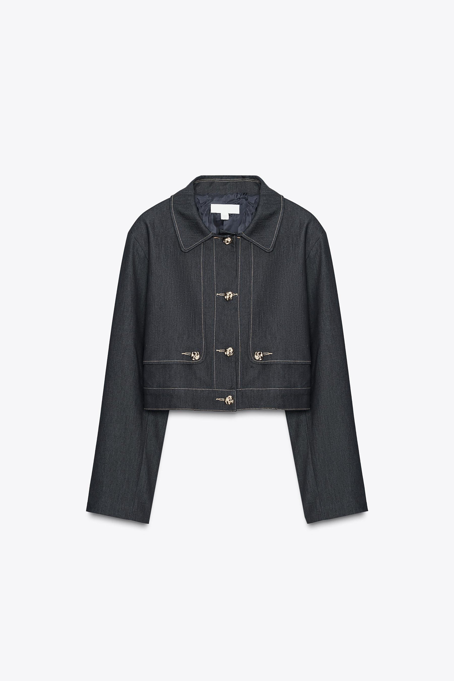 CONTRAST STITCH CROPPED JACKET - Image 6