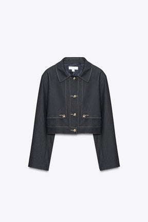 CONTRAST STITCH CROPPED JACKET - Image 6