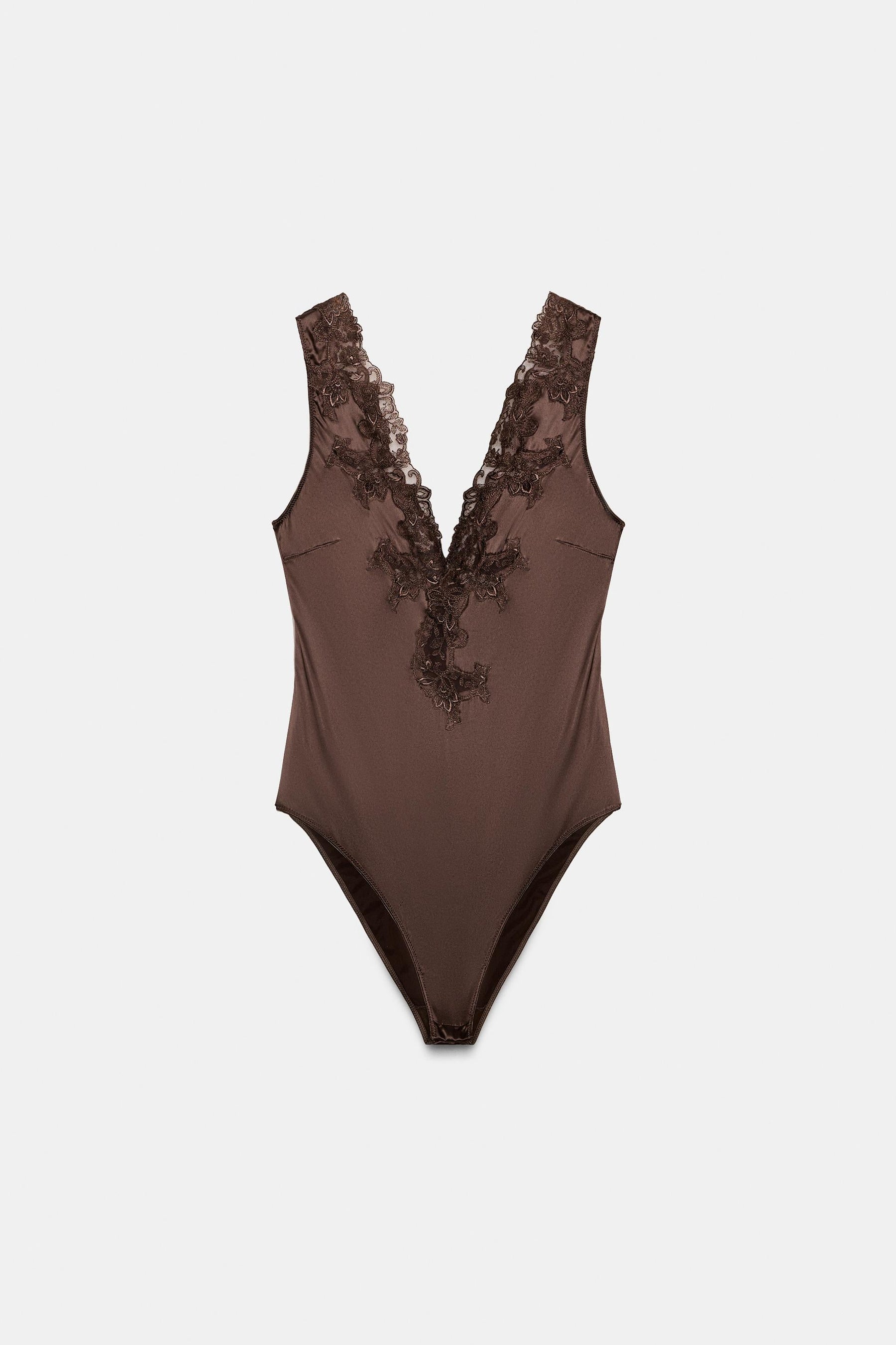 Satin-Body mit Spitze