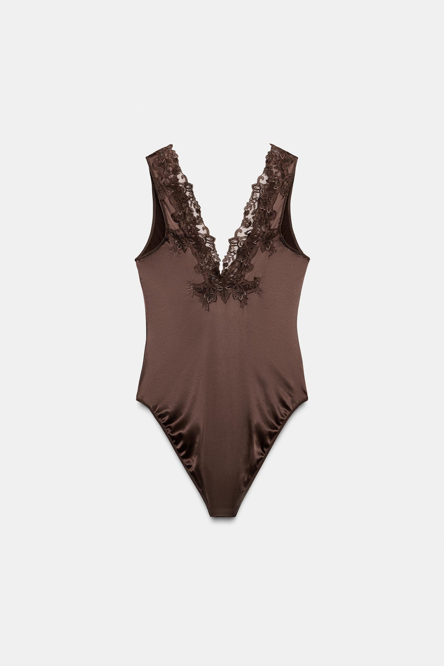 Satin-Body mit Spitze